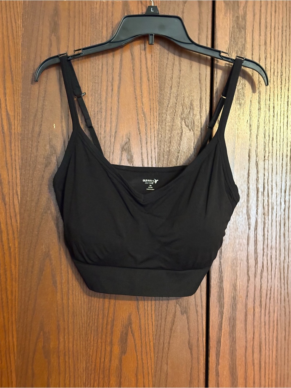 Old Navy Black Cropped Active Tank with Adjustable Straps
